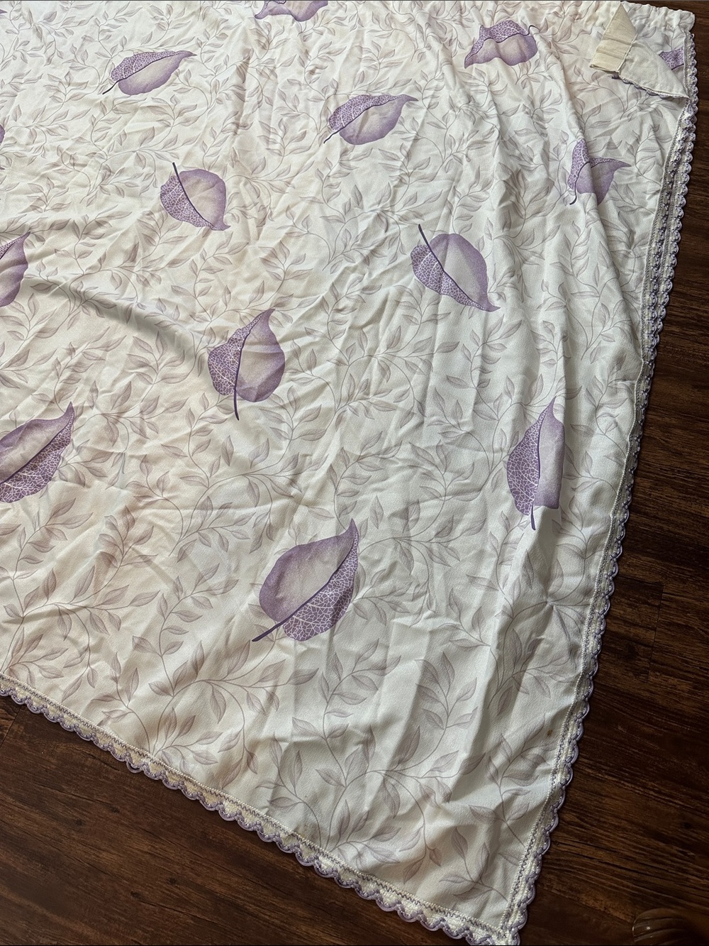 Vintage 1970’s Purple Leaf curtain panels drapes Polyester 78” tall x 82” wide - Picture 5 of 8